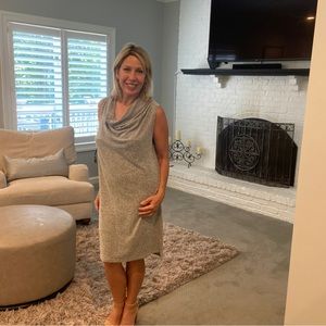 Sleeveless drape neck dress